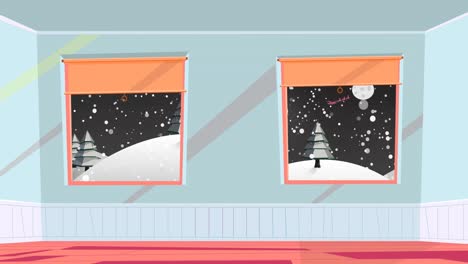 Animation-of-snow-falling-over-windows-with-winter-landscape