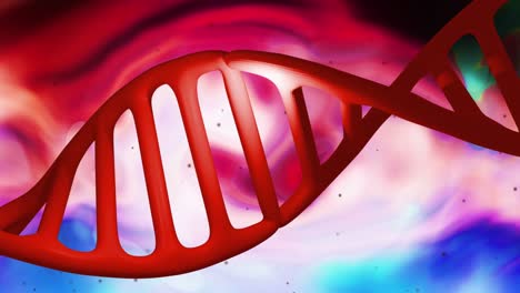 Hebra-De-ADN-Roja-Sobre-Ondas-Coloridas-Y-Procesamiento-De-Datos