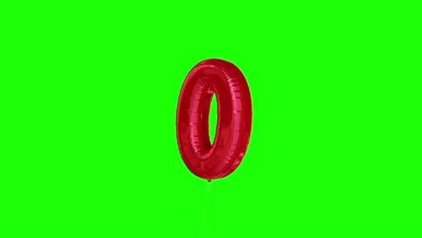 Roter-Null-Ballon,-Der-Vor-Dem-Greenscreen-Nach-Oben-Schwebt
