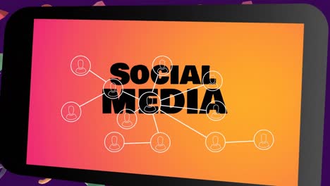 Animation-Des-Netzwerks-Von-Verbindungen-Zu-Sozialen-Medien-über-Smartphone-Mit-Social-Media-Text