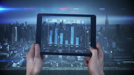 A-new-tablet-interface-being-used-in-a-big-city