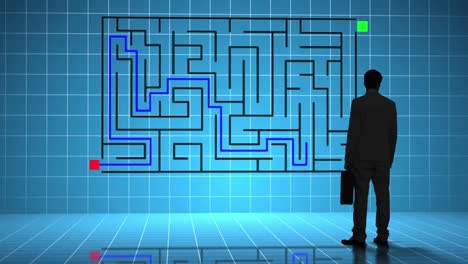 Businessman-looking-at-maze-interface