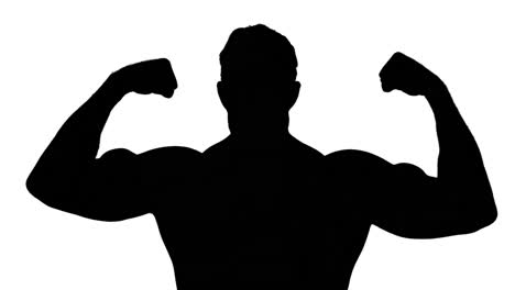 Muskulöse-Silhouette-Eines-Mannes,-Der-Seine-Muskeln-Spielen-Lässt