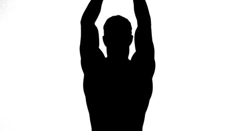 Silueta-Muscular-Del-Hombre-Flexionando-Los-Músculos