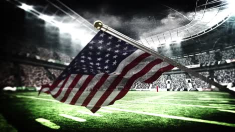 Bandera-Americana-Ondeando-En-El-Estadio-De-Fútbol