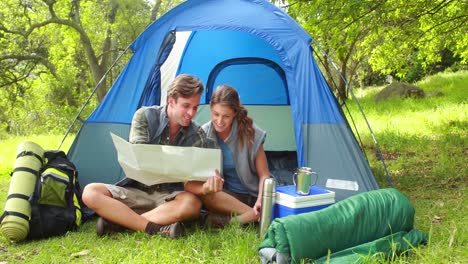 -Happy-couple-with-their-tent