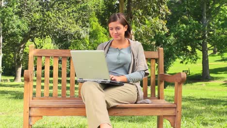 Young-woman-chatting-on-her-laptop-