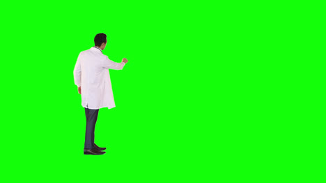 Rear-view-of-a-scientist-gesturing