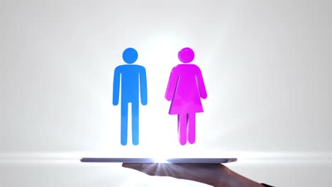 Mujer-De-Negocios-Usando-Tableta-Para-Ver-El-Holograma