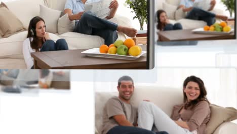 Montage-of-joyful-couples-relaxing-and-laughing
