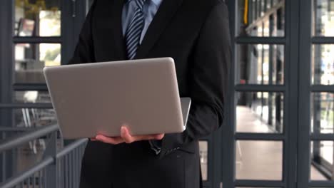 Standing-businessman-using-laptop