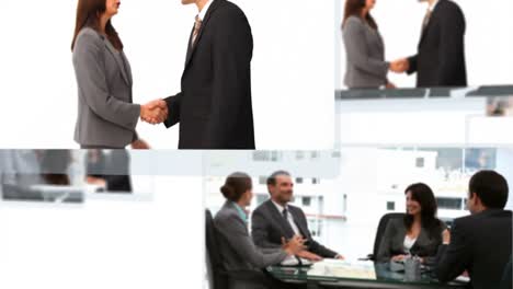 Montage-of-business-people-talking-together