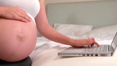 Schwangere-Frau-Benutzt-Laptop