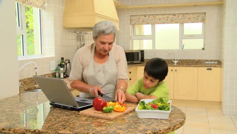 Woman-showing-her-grandson-how-to-cook