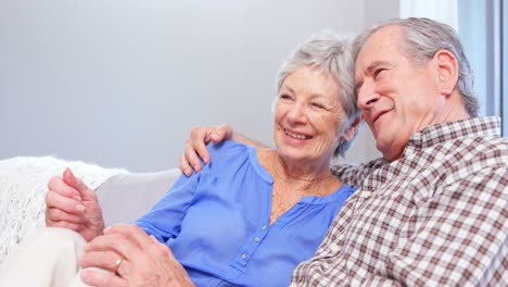 Cute-elderly-couple-talking-