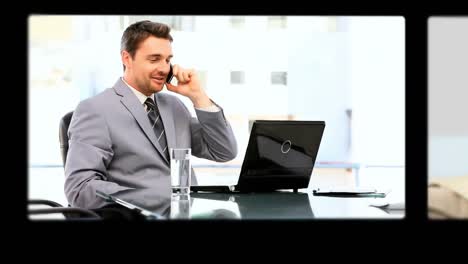 Montage-of-business-people-working-and-talking-on-the-phone