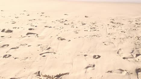 Nahaufnahme-Von-Fußspuren-Im-Sand
