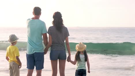 Familia-De-Vacaciones-Mirando-El-Mar