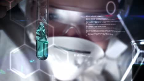 Wissenschaftler-überprüfen-Eine-Flüssigkeit-In-Einem-Reagenzglas