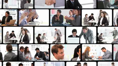 Montage-of-business-people-exchanging