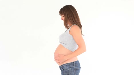 Schwangere-Frau-Posiert