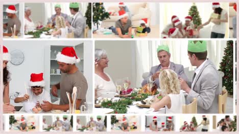 Montage-Von-Familien,-Die-Gemeinsam-Weihnachten-Verbringen