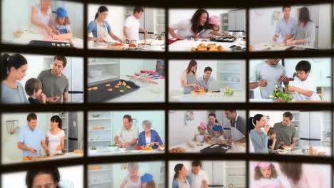 Montage-of-happy-people-in-the-kitchen
