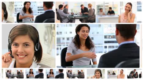 Montage-of-communicating-business-people