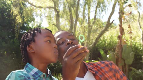 Man-doing-soap-bubbles-with-his-son