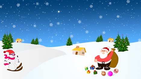 Weihnachtsmann-Im-Schnee-Mit-Vielen-Geschenken