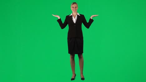 Businesswoman-with-hands-up-smiling-at-the-camera-footage