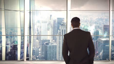 Rear-view-of-businessman-standing-in-office