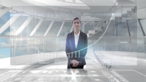 Businesswoman-using-digital-screen