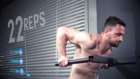 Bodybuilder-performing-parallel-bar-dips-against-animated-background