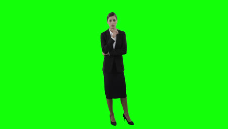 Geschäftsfrau-Berührt-Digitalen-Bildschirm