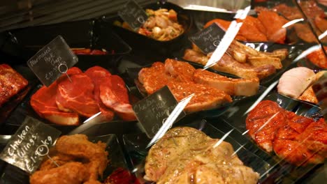 Close-up-of-meat-in-display