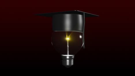 Light-bulb-with-a-graduated-hat-on.-Concept-of-smart-head