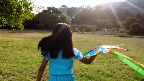 Happy-girl-playing-with-kite-in-park