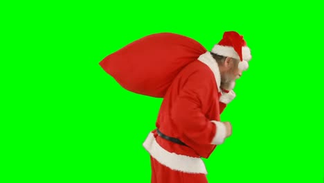 Weihnachtsmann-Hält-Sack-Und-Gibt-Fliegenden-Kuss