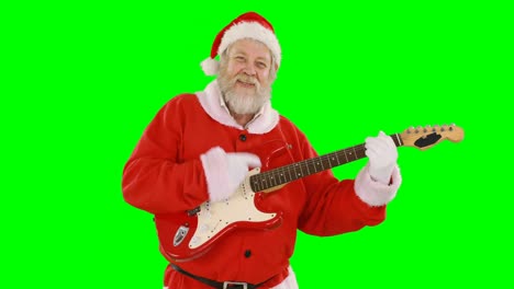 Papá-Noel-Cantando-Una-Canción-Y-Tocando-La-Guitarra.