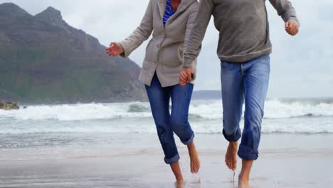 Mature-couple-enjoying-on-beach