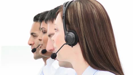 Close-up-of-people-working-in-a-call-center
