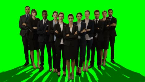 Portrait-of-business-executives-stand-with-arms-crossed