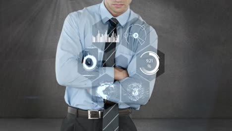 Businessman-using-digital-interface-screen-with-icons