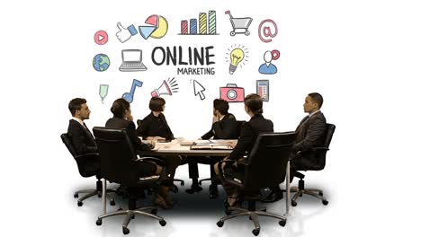 Business-people-looking-at-digital-screen-showing-online-marketing