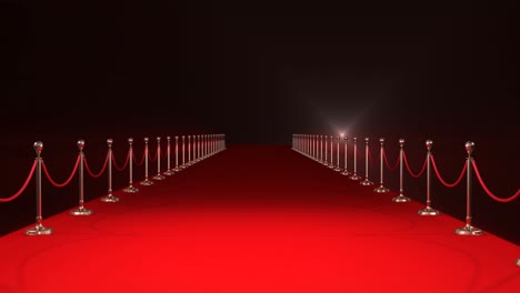 Langer-Roter-Teppich-Mit-Scheinwerfern-Vor-Rotem-Hintergrund
