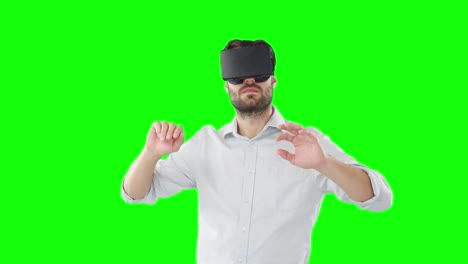 Man-using-virtual-reality-headset