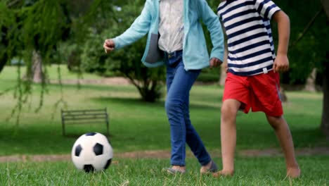 Siblings-playing-football-in-the-park