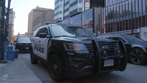 A-Closeup-of-Police-Car-in-Vancouver,-Canada