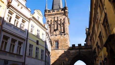 Lesser-Town-Bridge-Tower,-Charles-Bridge,-Prague,-Czech-Republic